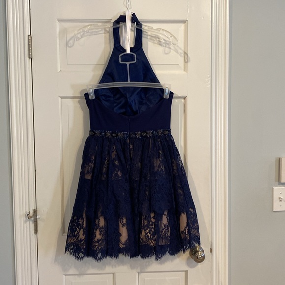 Navy Blue Sherri Hill Formal Dress - Picture 2 of 5